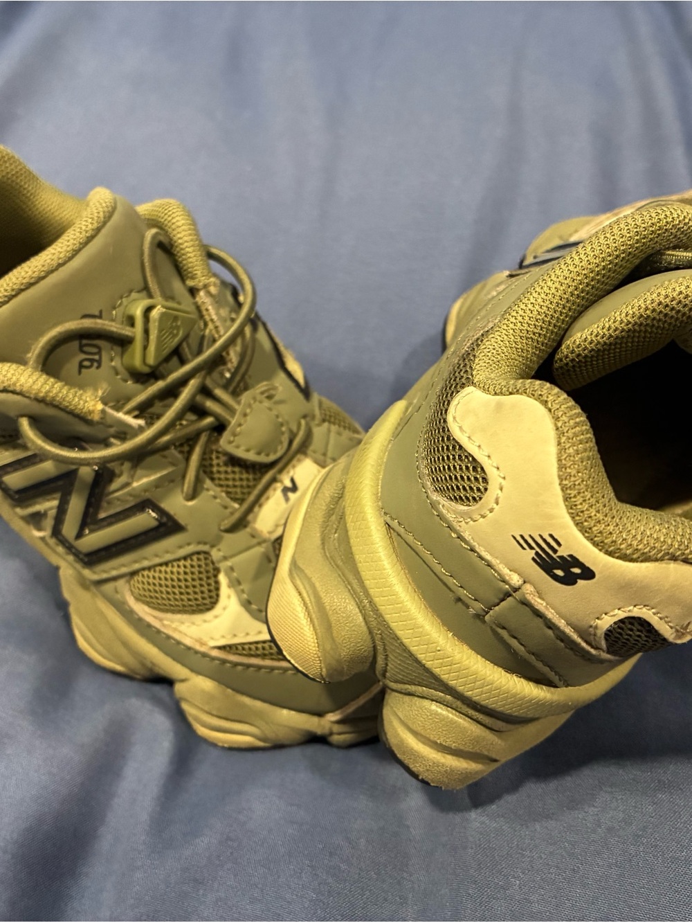 New Balance Kids Olive Green and Beige Sneakers